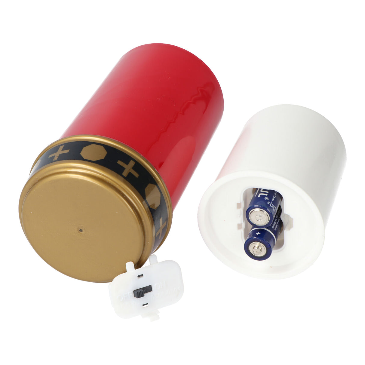 AccuCell LED-Grablicht rot mit Kerzenschein, 13,2x7,3cm, inklusive 2x AA Mignon LR6 Standard Batterien