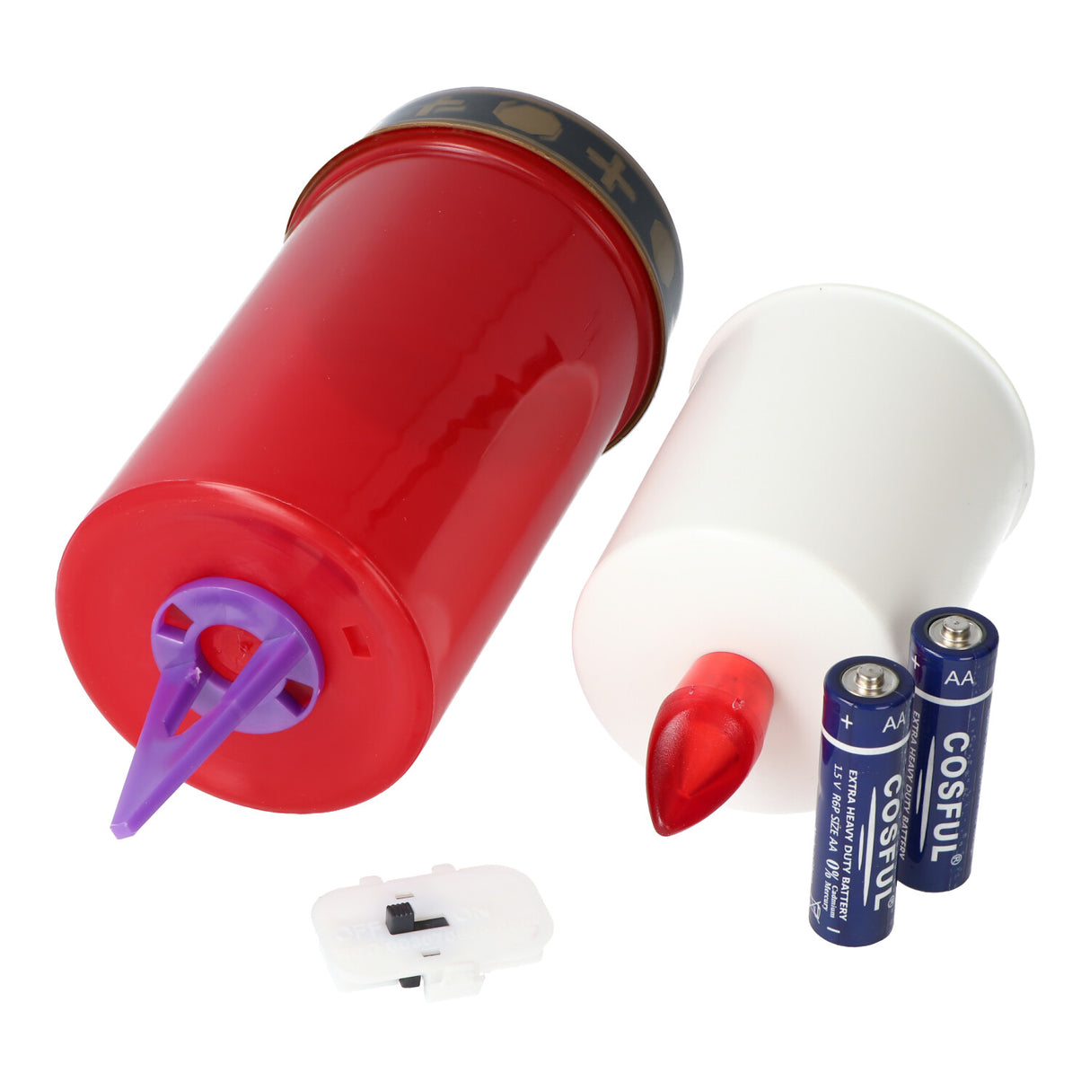 AccuCell LED-Grablicht rot mit Kerzenschein, 13,2x7,3cm, inklusive 2x AA Mignon LR6 Standard Batterien