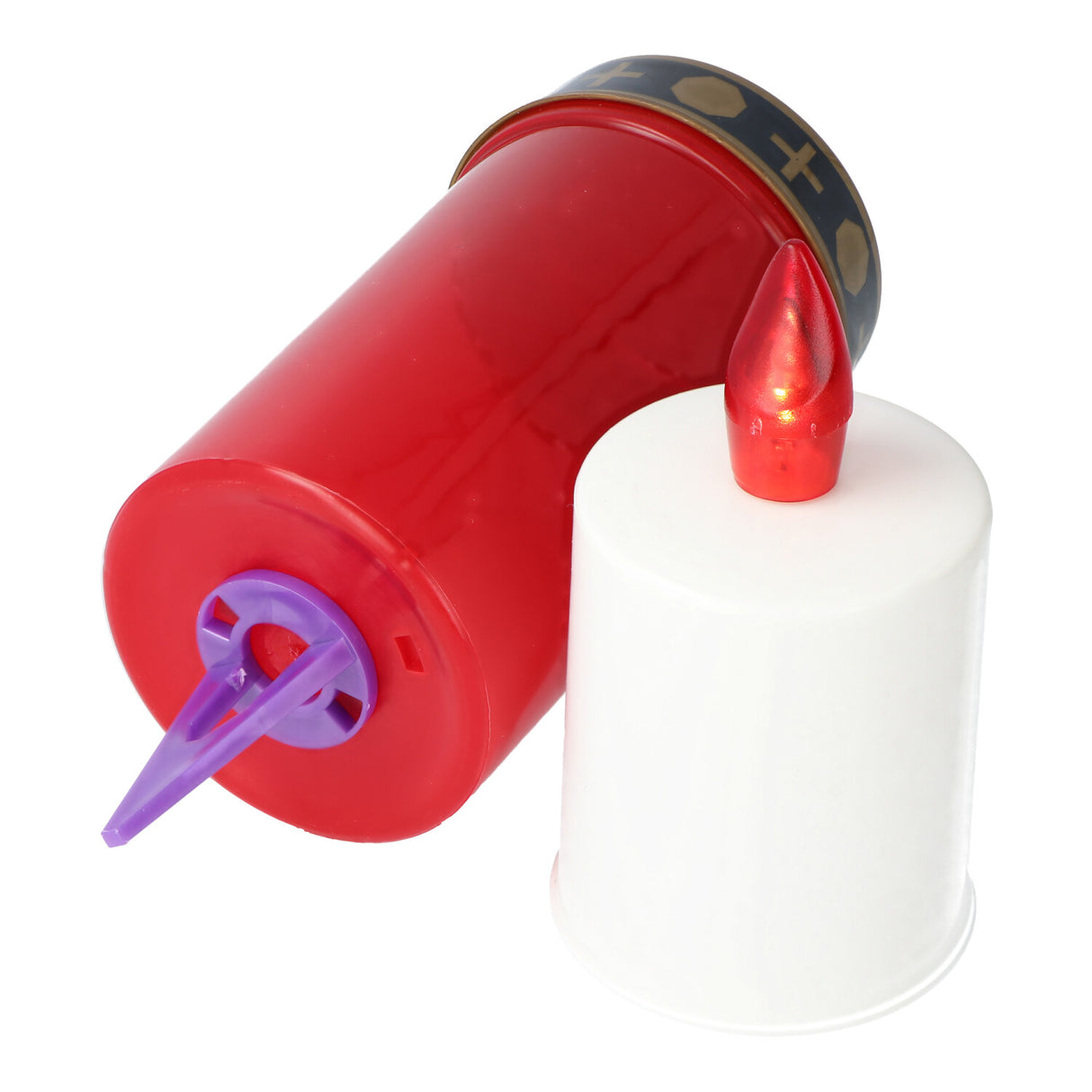 AccuCell LED-Grablicht rot mit Kerzenschein, 13,2x7,3cm, inklusive 2x AA Mignon LR6 Standard Batterien
