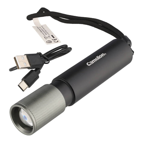 Camelion LED-Taschenlampe max. 300 Lumen - wiederaufladbar, 3W schwarz