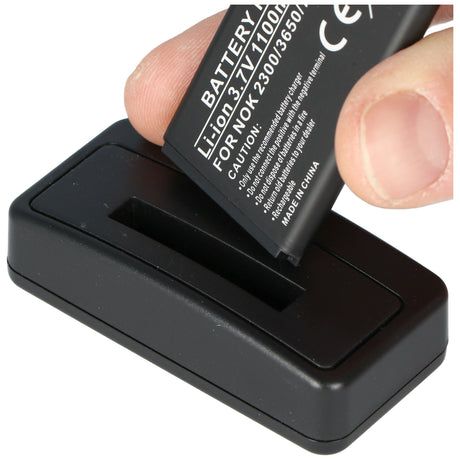 AccuCell Akkuladegerät für Nokia BL-5C, BL-5B Akku ink. MicroUSB Kabel