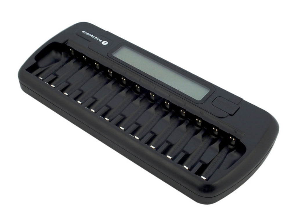 everActive NC-1200 Mikroprozessor-gesteuertes NIMH Ladegerät mit LCD-Display für 1-12 AA/AAA Akkus