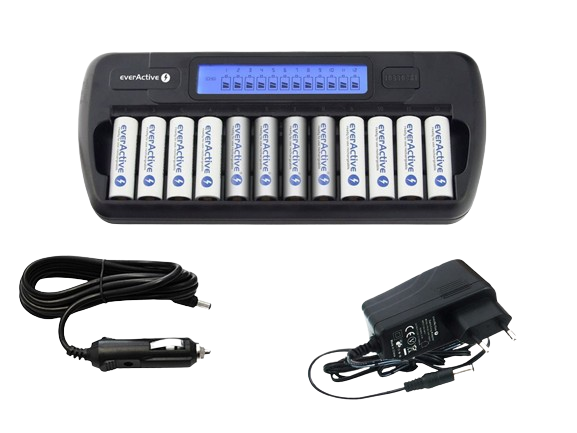everActive NC-1200 Mikroprozessor-gesteuertes NIMH Ladegerät mit LCD-Display für 1-12 AA/AAA Akkus