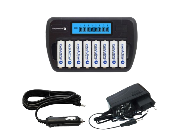 Everactive NC-800 NIMH-/NiCd Ladegerät mit LCD-Display für 1-8 AA/AAA Akkus