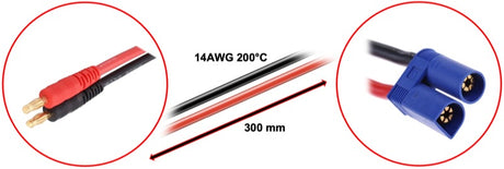 Absima Ladekabel 4mm Goldkontaktstecker - EC5 300mm
