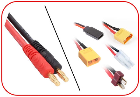 Absima Ladekabel 4mm Goldkontaktstecker - XT90/XT60/T/JR/Tam 300mm