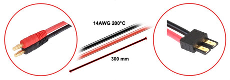 Absima Ladekabel 4mm Goldkontaktstecker passend f. Traxxas 300mm