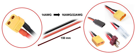 Absima Ladekabel XT60 - XT60/XT90/T-Plug/Tamiya/FUT/JR