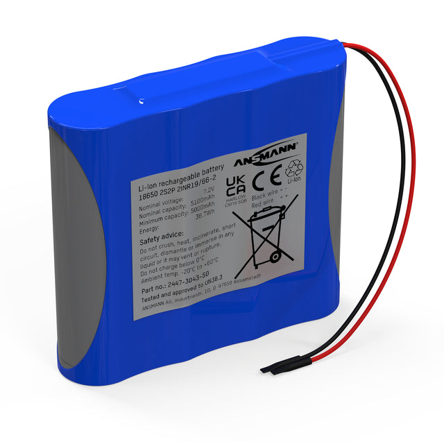 Lithium-Ionen Akkupack 7,2 V/5100 mAh/2S2P, ideal für mobile Anwendungen