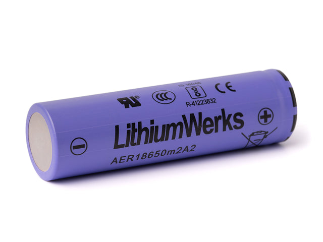 Lithium Werks LiFePO4 18650 Akku AER18650m2A2 1800 mAh¹ – Industriezelle ohne PCB² Schutz