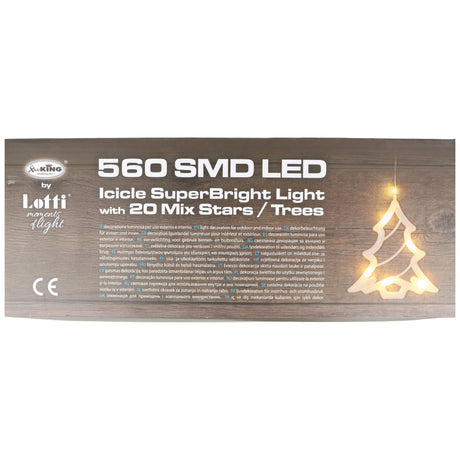 Lotti LED-Lichterkette mit Sternen und Bäumen, für Innen- und Außenbereich, beleuchtete Länge 4,75 Meter, mit Timerfunktion