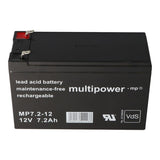 Multipower Akku passend für Alarmanlage Abus Terxon SX AZ4000 7.2-12 PB 12 Volt 7,2Ah VDS Zulassung