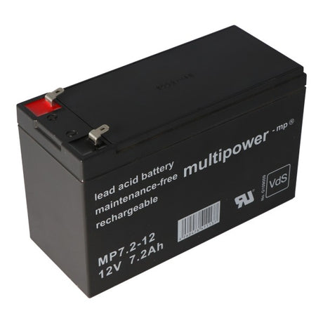 Multipower MP7.2-12 PB Akku 12V 7,2Ah 4,8mm Steckkontakte mit VDS Zulassung