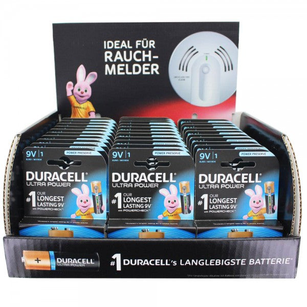 Ultra Power Alkaline 9V Batterien ideal für Rauchmelder, Rauchwarnmelder und AccuCell EnergyTest ( 33 St.)