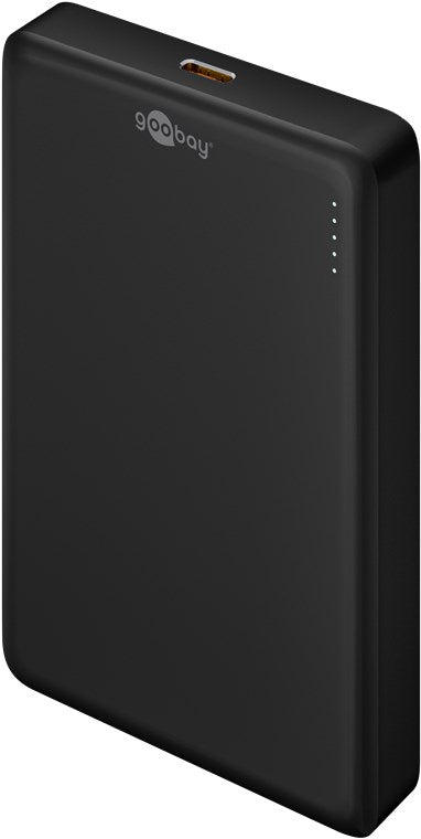 Goobay Magnetische Wireless Powerbank mit 10.000mAh, haftet magnetisch an der Handyrückseite, ultraleichte Mini-Powerbank