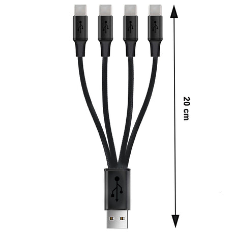 Keeppower USB-Verteiler Typ-A auf 4 x USB TYP C Länge: 0,2 m bis 2,1A