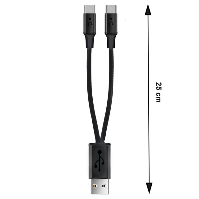 USB-Verteiler Typ-A auf 2 x USB Typ C Länge: 0,2 m bis 2,1A