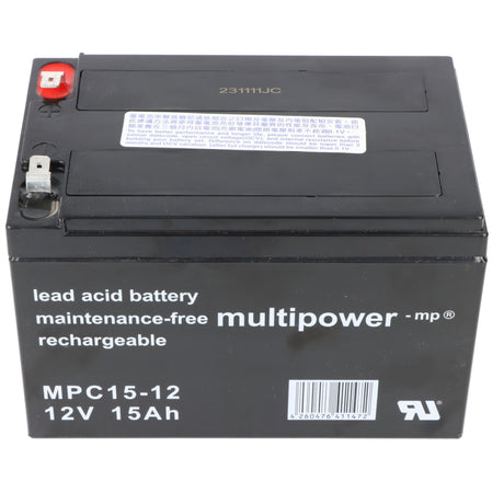 MultiPower MP15-12C Blei Akku mit Faston 6,3 mm 12V, 15000mAh, MPC15-12