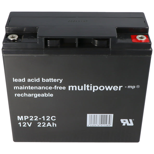 Multipower Blei-Akku MP22-12C (Nachfolger zu Yuasa YPC22-12 Blei Akku mit 12 Volt und 22Ah)