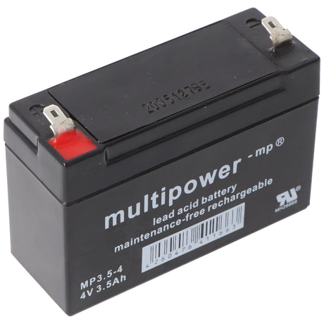 Multipower MP3.5-4 4V 3,5Ah Bleiakku AGM Blei Gel Akku 4,8mm Steckkontakte Faston, 4260476411663