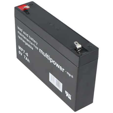 Multipower MP7-6 Blei Akku 6 Volt, 7000mAh mit Faston 4,8mm, 151x34x94mm