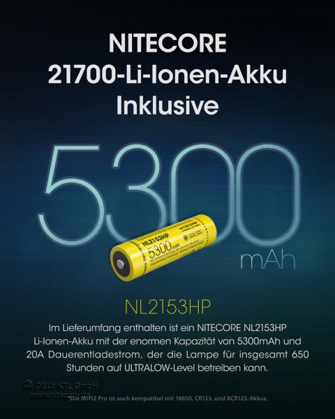 Nitecore MH12 Pro LED-Taschenlampe 5300mAh Li-ion 3300 Lumen UHi 40 LED 505m Leuchtweite