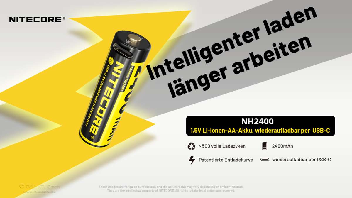 Nitecore Li-Ion Akku, 1,5V, USB-C, 2400mAh (4 St.)