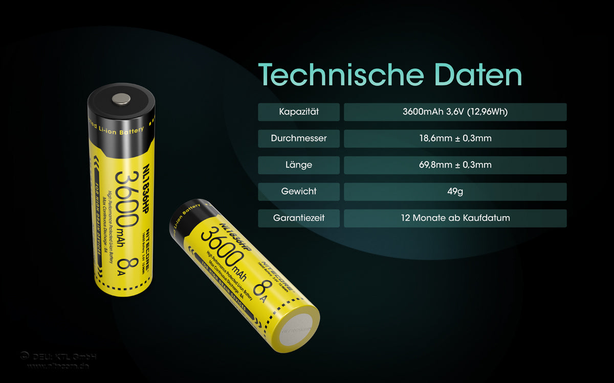 Nitecore Li-Ion Akku 18650 - 3600mAh - NL1836HP
