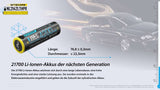 Nitecore Li-Ion Akku Typ 21700 - 4200mAh LTHPR, Low Temperature, USB ladbar