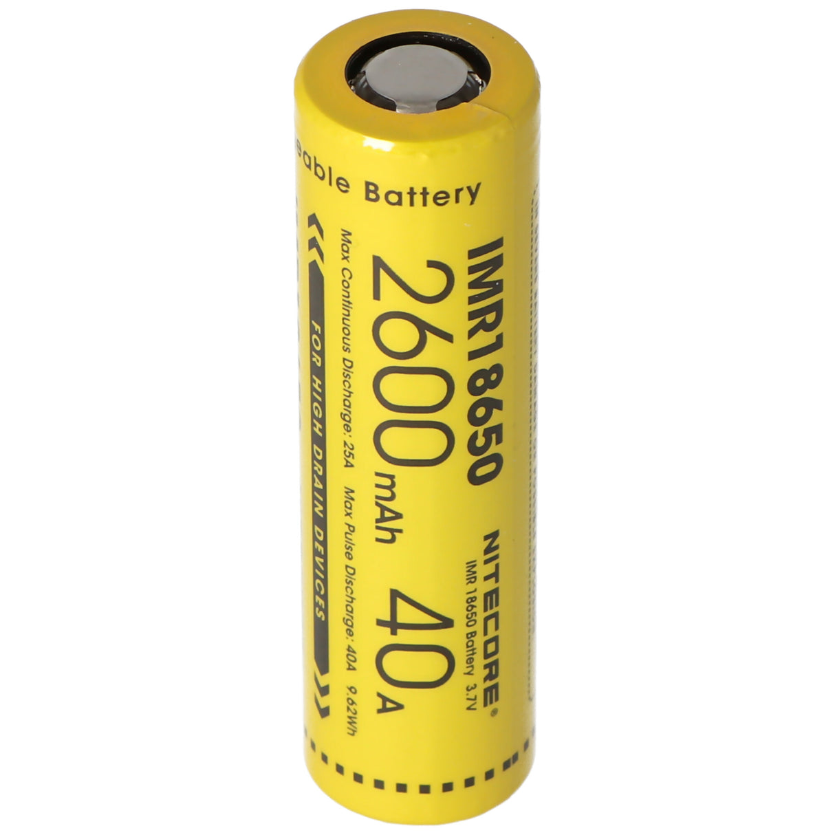 Nitecore 18650IMR Li-Ion Akku 3,7V 2600mAh/40A Flat Top (2 Stück)