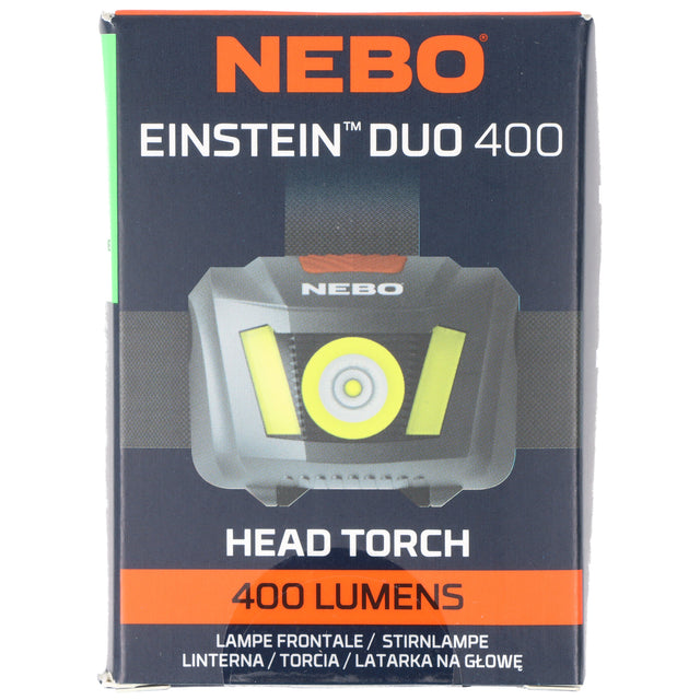 NEBO EINSTEIN DUO 400 Flex; kompakte LED Stirnlampe mit 400 Lumen, verschiedene Leuchtmodi