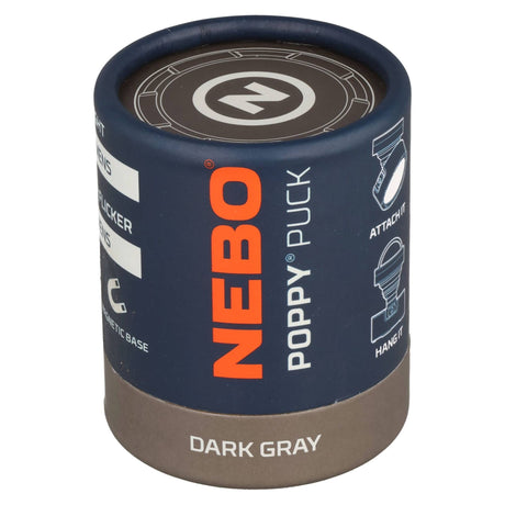 NEBO POPPY PUCK – 2-in-1 Taschenlampe und Laterne, Lithium-Ionen (Li-Ion) Akku, 3,7 V und 235 mAh, 300 Lumen, Schwarz