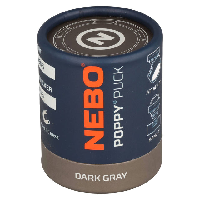 NEBO POPPY PUCK – 2-in-1 Taschenlampe und Laterne, Lithium-Ionen (Li-Ion) Akku, 3,7 V und 235 mAh, 300 Lumen, Schwarz