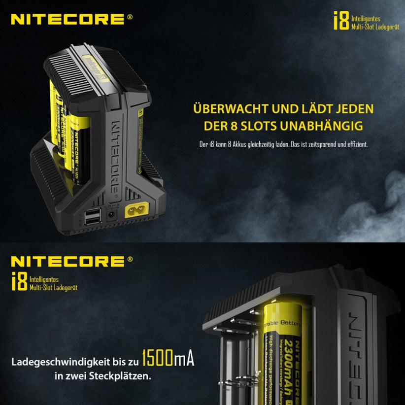 8x Panasonic 18650 Li-Ion Akku und 8fach Schnell-Ladegerät inklusive AccuCell AccuSafe