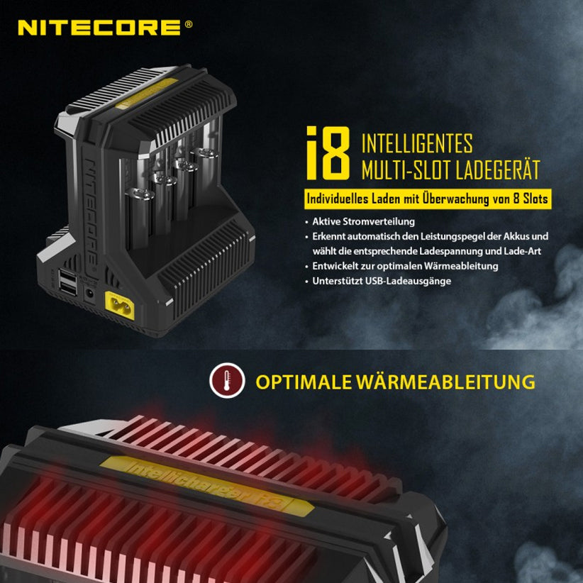 8x Panasonic 18650 Li-Ion Akku und 8fach Schnell-Ladegerät inklusive AccuCell AccuSafe