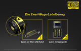 NiteCore 18650 - 2600mAh, Li-Ionen 3,7V - 3,6V - PCB geschützt mit USB Lademöglichkeit NL1826R