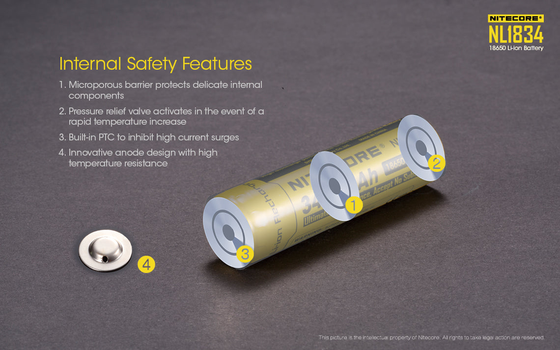 NiteCore Li-Ion-Akku 18650 - 3400mAh, 3,6V - 3,7V - NL1834
