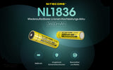 NiteCore Li-Ion-Akku 18650 - 3600mAh, 3,7V - NL1836 PCB geschützt