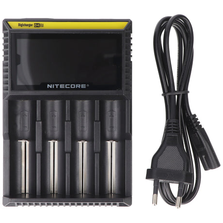 NiteCore Ladegerät Digicharger D4 EU mit Display für AAA, AA, C