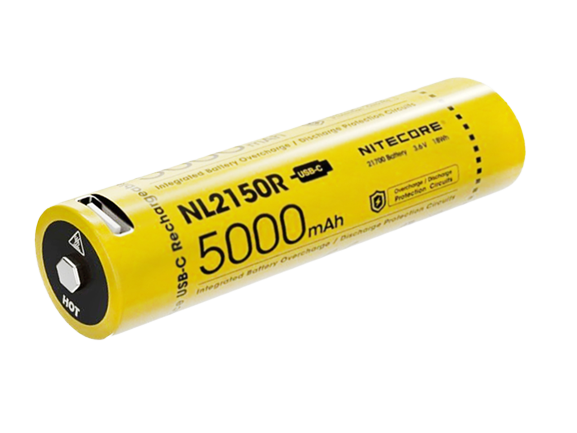 NiteCore 21700 NL2150R - 5000mAh, Li-Ionen 3,7V - 3,6V - PCB geschützt mit USB Lademöglichkeit