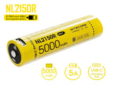 NiteCore 21700 NL2150R - 5000mAh, Li-Ionen 3,7V - 3,6V - PCB geschützt mit USB Lademöglichkeit