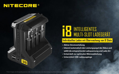 Nitecore Intellicharger I8 - Ladegerät für Li-Ion und Ni-MH, Ni-CD Akkus