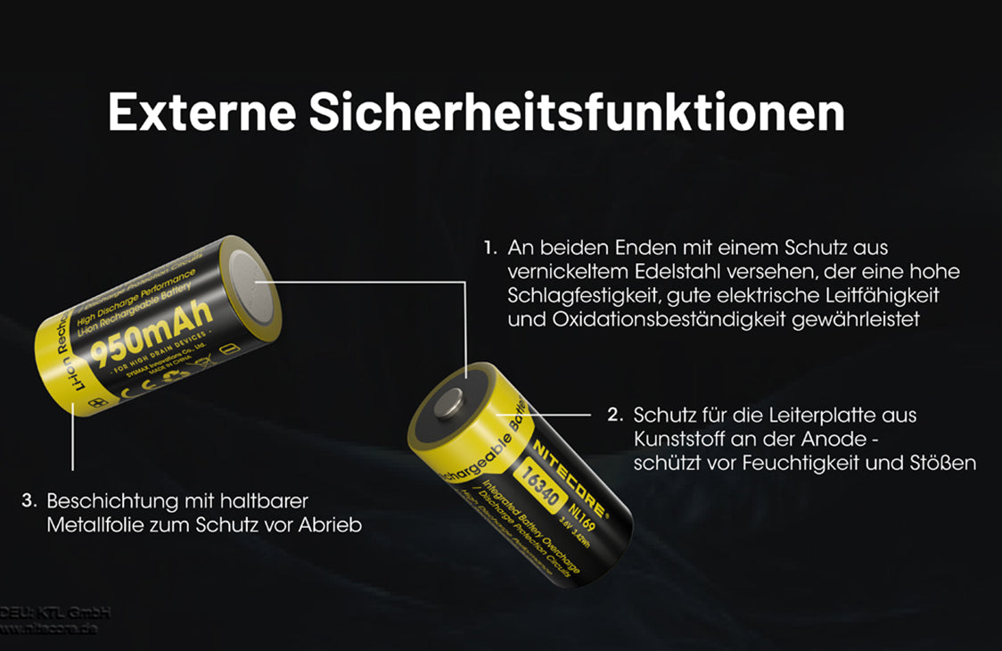Nitecore 16340 NL169 950mAh 3,7V RCR123A
