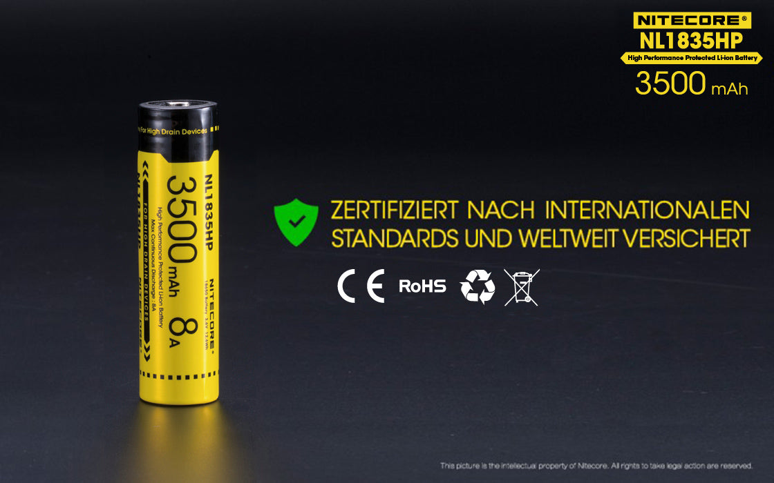 NiteCore Li-Ion-Akku 18650 - 3500mAh, 3,7V - NL1835HP PCB bis 8A geschützt