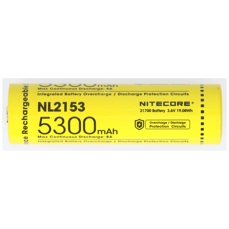 Nitecore Li-Ion Akku Typ 21700 mit 5300mAh NL2153 mit Schutzschaltung, max. 8A Entladestrom, 75,4x21,5mm