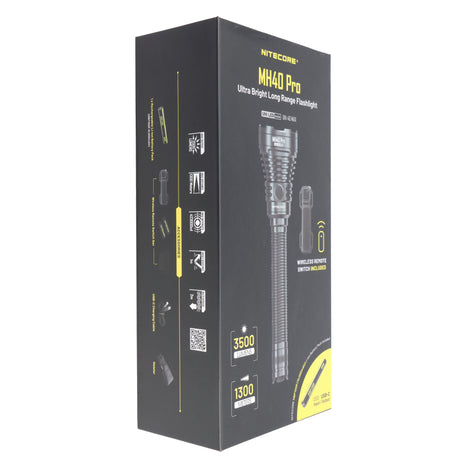 Nitecore MH40 PRO LED-Taschenlampe mit enormer Reichweite bis zu 1300 Meter, UHi LED, 3500 Lumen, inkl. Akkupack und taktisches Zubehör