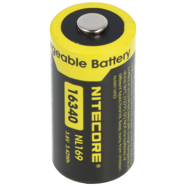 Nitecore NL169 Akku 16340 NC-NL169 Li-Ion Akku 3,7 Volt 950mAh mit Schutzschaltung, max. 2A Entladestrom