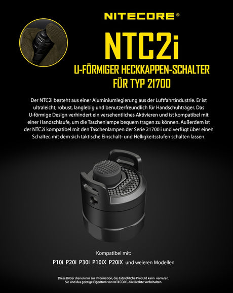Nitecore NTC2I - U-Shape Heckschalter für I-Serie