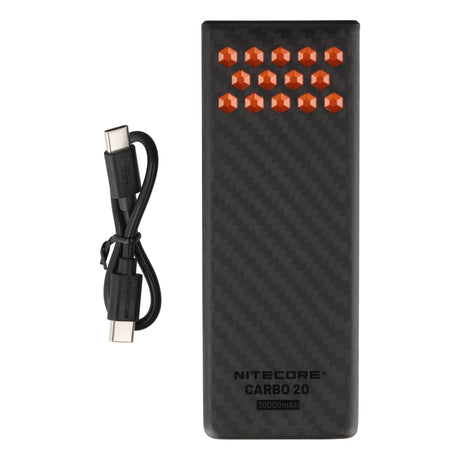Nitecore Powerbank CARBO20, Kapazität 20.000mAh, professionelle Outdoor Powerbank, max. 65 Watt, Kohlefasergehäuse