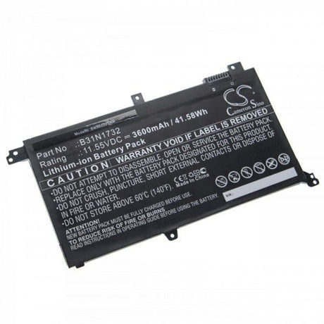 AccuCell Notebook-Akku 3600mAh 11,55V Li-Ion als Ersatz für Asus 0B200-02960000, 0B200-02960400, B31N1732